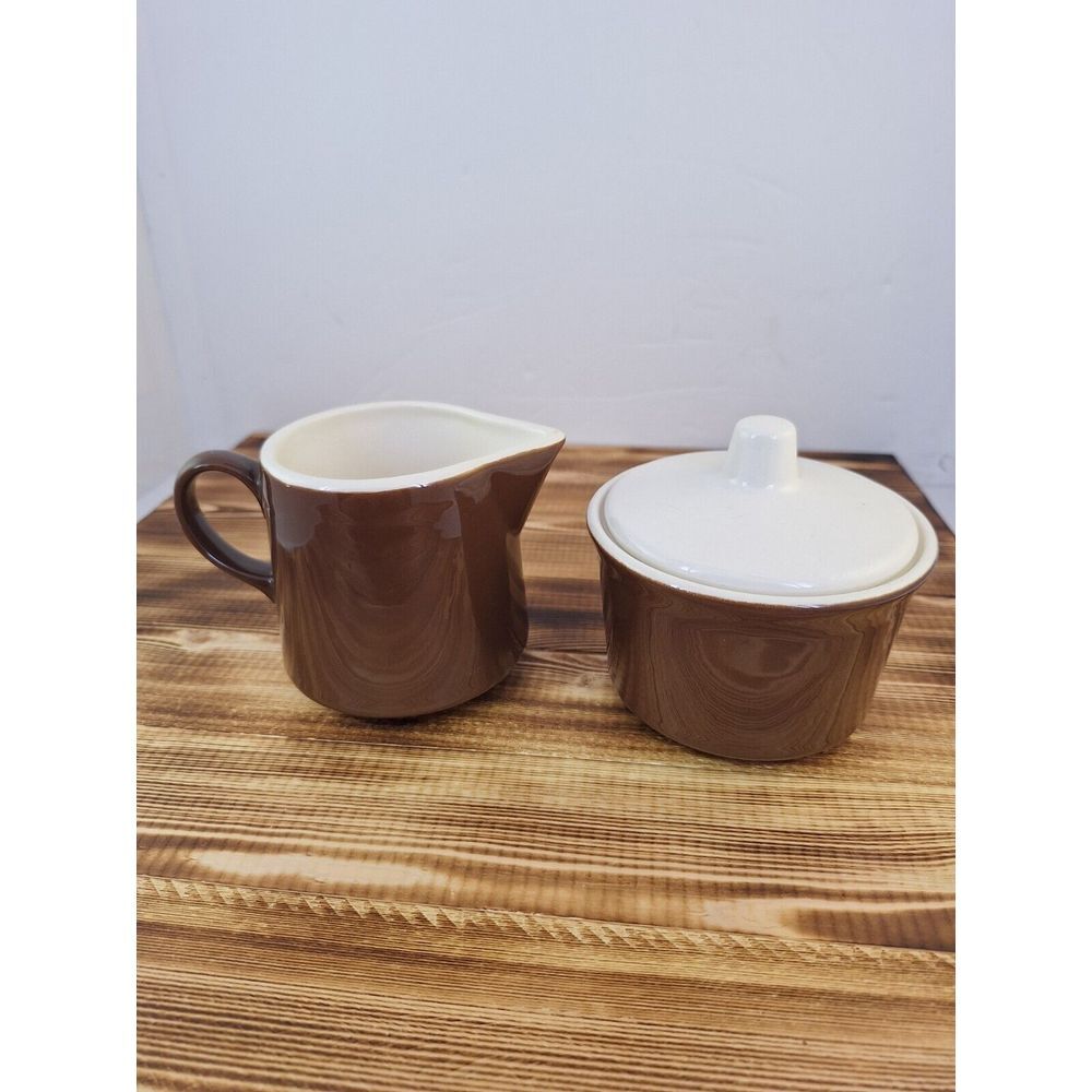 Royal China Cavalier Ironstone Casa Del Sol Creamer‎ & Sugar Set Brown & Cream